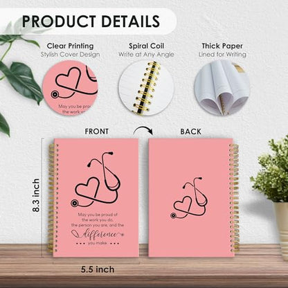 Fewgb Pink Nurse Spiral Notebook Gifts, RN Appreciation Thank You Gifts for Nurses Week Hardcover Lined Notebooks Journal for Office Work, Nursing School Student Future Nurse Notebook A5 5.5x8.3 - color: nurse-pink