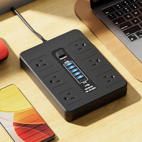 Desktop Power Strip 12 Ports USB C PD Fast Charging Multi Outlet Station with 78 Inch Cord for Home Office Technology Setup