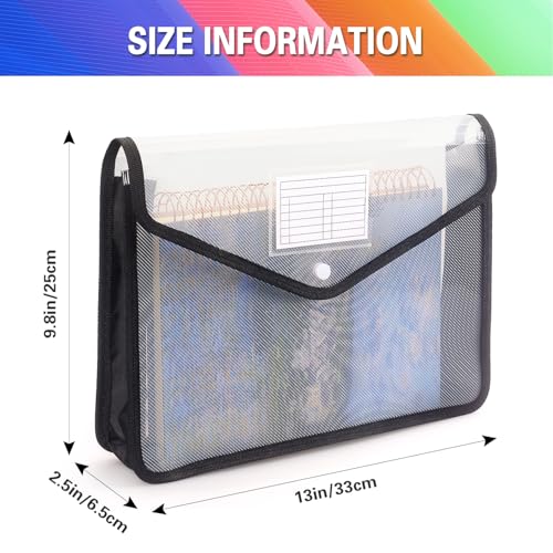 Tamaki Plastic Expanding File Folder, Fit Letter/A4 Size, Black, 1 Pack | Transparent envelopes with Snap Closure, No Dividers, Large Capacity - color: Black