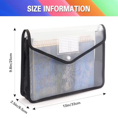 Tamaki Plastic Expanding File Folder, Fit Letter/A4 Size, Black, 1 Pack | Transparent envelopes with Snap Closure, No Dividers, Large Capacity - color: Black