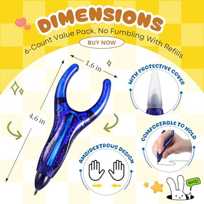 6 Pack Write Pencil, Learning Writing Infinite Pencil, NO-Sharpening Ergonomic Pencils for Kids &Arthritis, Corrects Writing Posture, Suitable for Home Office School Use