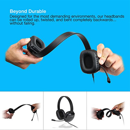 Cyber Acoustics Stereo USB Headset (AC-6012-20), Unidirectional Microphone with Flexible Boom for PC & Mac; in-line Audio Controls; Perfect for Classroom or Home - 20 Pack - size: 20-USBA