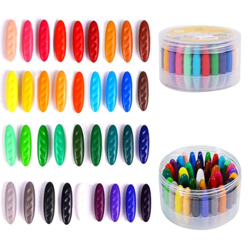 36-Color Washable Peanut Crayons for Toddlers 1-3 & Kids Ages 4-8 | Ergonomic Easy-Grip Jumbo Crayons for Fine Motor Skills & Toddler Art Supplies