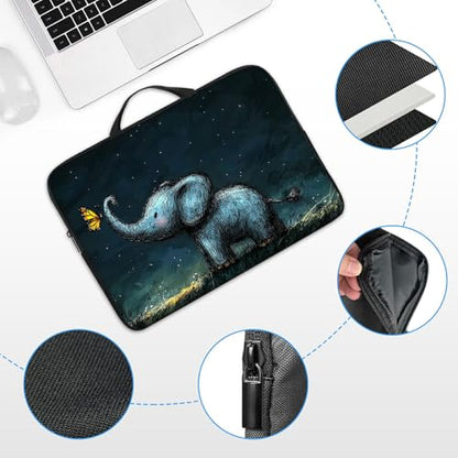 17 17.3 inch Laptop Sleeve with Handle, Baby Elephant Water‑Resistant Laptop Carrying Case for HP 17.3 inch Laptop/HP Envy 17/Dell Inspiron 17/Lenovo Ideapad 17.3 - color: Baby Elephant, size: 17-17.3 inch Devices