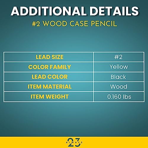 Always23 WoodCased Pencils, Yellow, Pre-sharpened, Pencils with Erasers, #2 HB 48 Pack