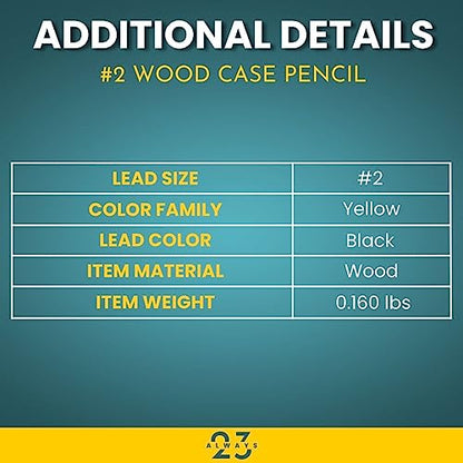 Always23 WoodCased Pencils, Yellow, Pre-sharpened, Pencils with Erasers, #2 HB 48 Pack