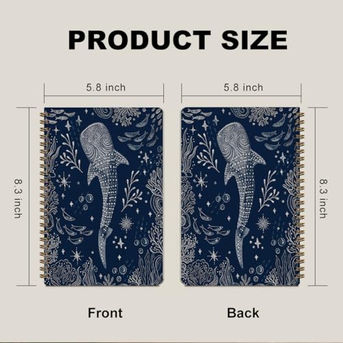 2 Pcs Retro Whale Shark Spiral Notebook Journal Whale Shark Gifts Dark Blue College Ruled Notebook Ocean Animal Lover Gifts Marine Biology Notebooks for Work Diary Office Supplies 5.5x8.3 Inch - color: Multicolour 0167