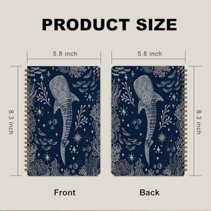 2 Pcs Retro Whale Shark Spiral Notebook Journal Whale Shark Gifts Dark Blue College Ruled Notebook Ocean Animal Lover Gifts Marine Biology Notebooks for Work Diary Office Supplies 5.5x8.3 Inch - color: Multicolour 0167