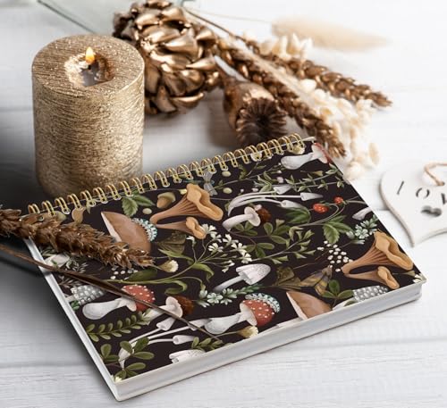 Mushroom Gifts Spiral Notebook Journal for Women, 5.5×8.3 Inch | Mushroom Gifts and Hardcover College Ruled Notebook for Offices Schools Classrooms - color: flower 6