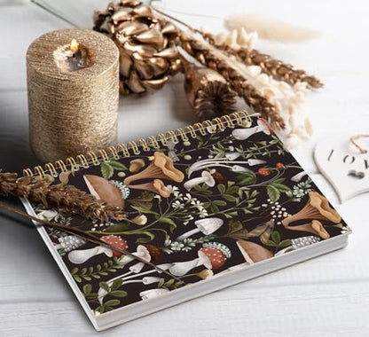 Mushroom Gifts Spiral Notebook Journal for Women, 5.5×8.3 Inch | Mushroom Gifts and Hardcover College Ruled Notebook for Offices Schools Classrooms - color: flower 6