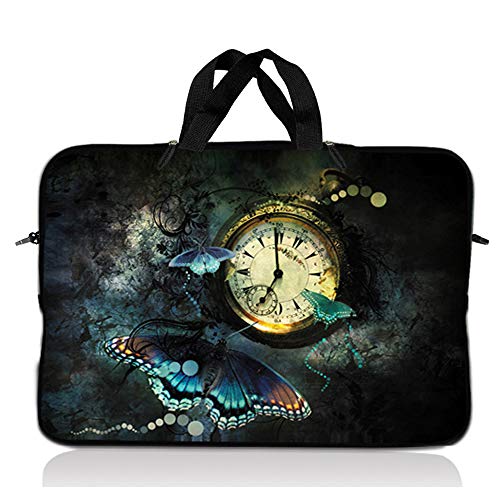 LSS 13.3 inch Laptop Sleeve Bag Compatible with Acer, Asus, Dell, HP, Sony, MacBook and more | Carrying Case Pouch w/ Handle ,Clock Butterfly Floral - color: Clock Butterfly Floral, size: 13 in – 13.3 in