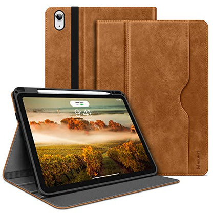 H HOLIMET Case for iPad Air 11 Inch 2026 M4/M3/M2 (2025/2024)/iPad Air 4th/5th Generation 10.9 Inch 2022/2020 with Pencil Holder Soft Back Shockproof Protective Vegan Leather - color: Ash Brown