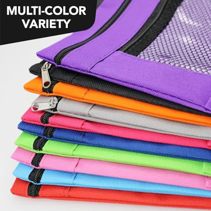 3 Ring Pencil Pouch for Binder, 2-Pocket Zipper Pencil Case with Clear Window & Mesh Pocket, 600D Oxford Fabric Binder Pouch for School Office Supplies, Fits Standard 3-Ring Binders, Black - color: Black