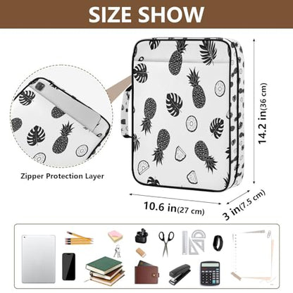 Blueangle Tropical Pineapple Leaf Zipper Binder with 1.2-Inch O-Rings, 7-Tab Dividers & Expanding File Folder – 500-Sheet Capacity 3-Ring Organizer for School & Office