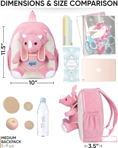 Naturally KIDS Pink Dinosaur Toys for Girls 4-5, Triceratops Toy, Dinosaur Gifts for 4 Year Old Girls, Gifts for 5 Year Old Girl, Toddler Backpack - color: 09 Dinosaur Triceratops, style: Medium