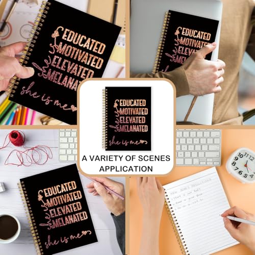 She Is Me Affirmations Spiral Notebook,Gold Black Inspirational Self Care Journal Notebook, Positive Notebooks for School Work, Self Love Office Supplies Gifts for Women Girls, 5.5x8.3 Inch - color: Black She Is Me