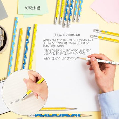 Xqumoi 60Pcs Ducks Pencils with Erasers - Cute Rubber Ducks Themed #2 HB Wooden Pencils in Bulk Birthday Party Favors Classroom Student Rewards Goodie Bag Fillers Stuffers Back to School Gift - style: Yellow Duck