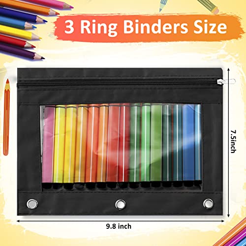 Marspark 48 PCS Pouch Bag for 3 Ring Binder - Bulk Zipper Pencil Binder Pouches with Clear Window for Utensils Storage Supplies(Black) - color: Black