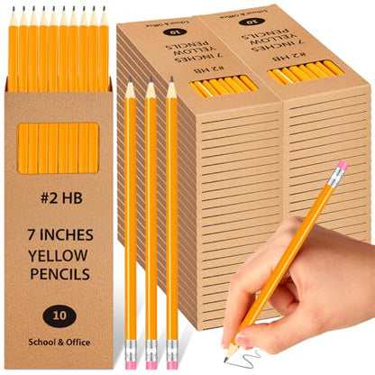 Geyoga 50 Boxes Woodcased Classroom #2 HB Pencils with Erasers 500 Count Pre-sharpened Number 2 Pencils for School Teacher Office Supplies, Writing, Drawing and Sketching Back to School Gifts(Yellow) - color: Yellow