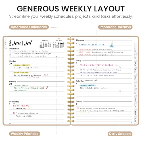 Planner 2026-2027, 8.5" x 11" Weekly and Monthly Academic Year Planner Calendar, July 2026 - June 2027, Hardcover Large School Planning Agenda With Tabs, Perfect for School & Office Supplies, A4, Oat Brown - color: D-Oat Brown, size: A4(8.5"x11")