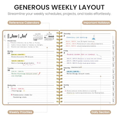 Planner 2026-2027, 8.5" x 11" Weekly and Monthly Academic Year Planner Calendar, July 2026 - June 2027, Hardcover Large School Planning Agenda With Tabs, Perfect for School & Office Supplies, A4, Oat Brown - color: D-Oat Brown, size: A4(8.5"x11")