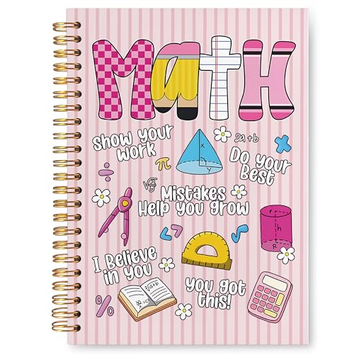Math Teacher Spiral Notebook 5.5 x 8.3 for Work Study, Math Teacher Appreciation Gifts for Women, Preppy Pink Striped Mathematics Hardcover Notebook Journal for Women - color: Math Teacher-Pink Striped