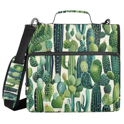 ALAZA Cactus Green Plants Zipper Binder 3 Ring Binder with 500 Sheet Capacity for School, College, Office