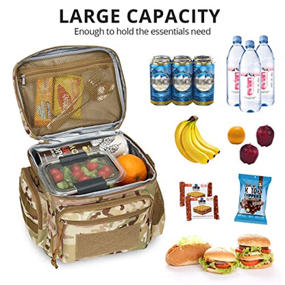 ATRIPACK Lunch Box for Men, Tactical Lunch Bag MOLLE Webbing Leakproof Insulated Large Lunch Cooler Women Adult Meal with Adjustable Shoulder Strap Durable Lunch Pail (Camo-Brown) - color: Camo-Brown, size: Medium
