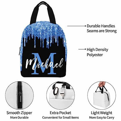 MyPupSocks Personalized Casual School Backpack for Girls Back School Gift, Custom Blue Glitter Drops Lunch Box Girls Backpack Shoulder Book Bag Travel Knapsack for Kids Travel - color: Multi 05
