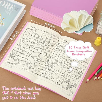 Handepo 100 Pack A5 Composition Notebooks Bulk 5"x8" Wide Ruled Pink Soft Cover Journals, 60 Pages Journals Bulk School Supplies for Students Classroom Office - color: Pink, size: A5