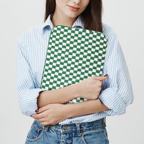 Puffy Laptop Sleeve 13-14 inch, Cute Knitted Protective Carrying Case for Women & Men, Compatible with MacBook Pro 14-Inch M4, 13 Inch iPad Pro, Tablets Notebook (Checkered Green) - color: Checkered Green, size: 13-14 inch