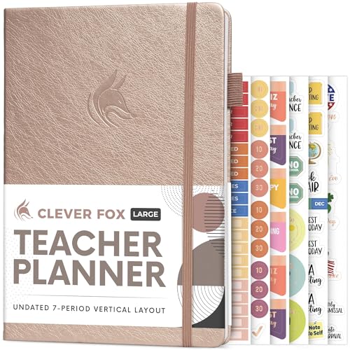 Clever Fox Teacher Planner, School & Homeschool Book, B5 Size Rose Gold | Undated, 7x10, lay-flat binding, heavy-duty hardcover, teacher lesson weekly & daily planner, homeschool supplies - color: Rose Gold, size: Smaller than A4 (7″ x 10″)