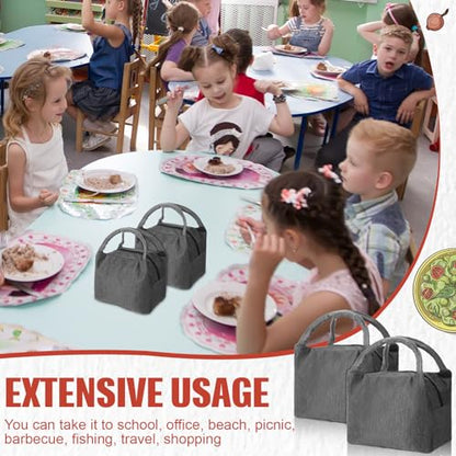 Chunful 12 Pcs Lunch Bags Bulk Reusable Insulated Lunch Box Bags with Aluminum Leakproof Tote for School Students Kids Women Men Children Adult Office Work Employees Travel - color: Gray