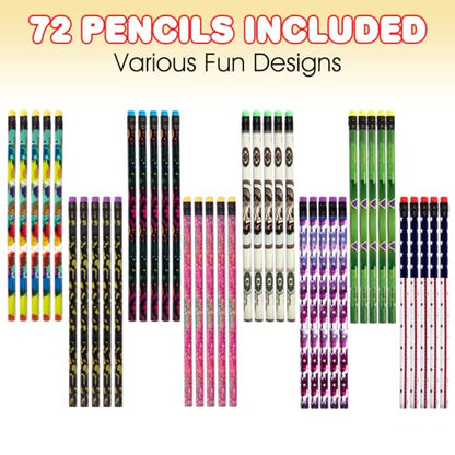 ArtCreativity Wooden Pencils for Kids With Eraser - 80 Count Assorted Number 2 Pencils, Fun Designs School Supplies - Bulk for Classroom - Great Party Favors