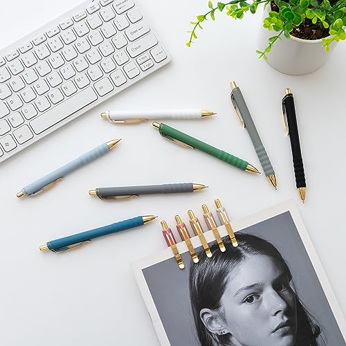 Aisibeiger Ballpoint Pens Black Ink Ball Point Pen with Super Soft Grip Medium Point 1.0mm Office Pens (Gold 12-count) - color: Gold 12-count