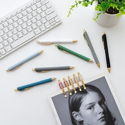 Aisibeiger Ballpoint Pens Black Ink Ball Point Pen with Super Soft Grip Medium Point 1.0mm Office Pens (Gold 12-count) - color: Gold 12-count