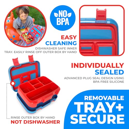 Bento Box with Insulated Lunch Bag, Ice Pack & Water Bottle Set for Kids - 5 Compartments Removable Tray Lunches or Snack Container Boys Toddlers Daycare Pre-School, Blue Pirates - color: Blue Pirate Set