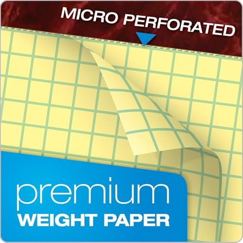 Ampad Gold Fibre Premium-Weight Graph Pad, 8-1/2" x 11-3/4", Graph Rule (4 x 4 Quad Grid), Canary, 50 Sheets Per Pad, 10 Pads (22-143)