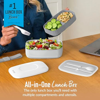 Bentgo Classic Stackable 3-Compartment Adult Bento-Style Lunch Box | Removable Utensil Set and Sealing Strap, BPA-Free, Food Container Ideal for Meal Prep, Work, and On the Go (Gray) - color: Gray