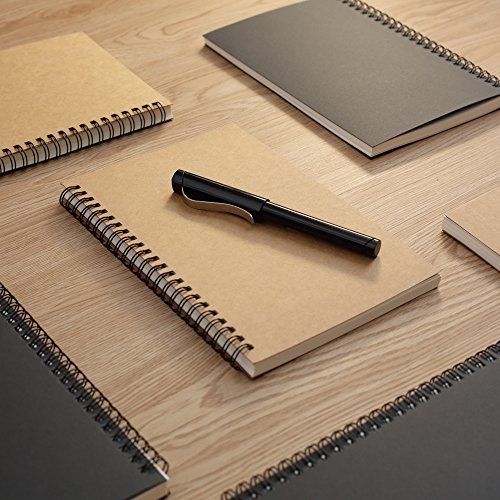 TWONE Soft Cover Spiral Sketchpad Notebooks - Pack of Three - 8.25 inches by 5.5 inches - 100 Pages, 50 Sheets - Perfect for Travel A5 Blank - color: Kraft Cover