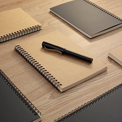 TWONE Soft Cover Spiral Sketchpad Notebooks - Pack of Three - 8.25 inches by 5.5 inches - 100 Pages, 50 Sheets - Perfect for Travel A5 Blank - color: Kraft Cover