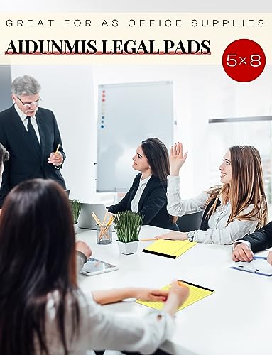 Yellow Note Pads 5x8 Small Legal Pads College Ruled Notepad for Office 6 Pack Yellow Writing Pads 5x8 Narrow Ruled Paper Pads 25 Lines 80 GSM Paper Tablets 5x8" Lined Notepads With 30 Sheets Per Pad - color: Yellow-6P
