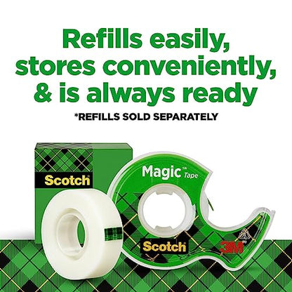 Scotch Magic Tape 2 Rolls, 1/2″ x 450″ Each – Invisible Matte Finish Office Tape (Photo Safe, Write-On) 2-Pack