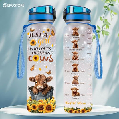 32oz Water Track Bottle, Remember To Drink Water Bottle, Bottle With Time Marker, Cow Motivational Insulated Water Bottle, Gifts For Family Friend, Birthday Gifts - color: Cows