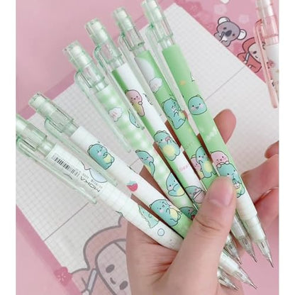 Cute Dinosaur Mechanical Pencil Set Includes 0.5mm and 0.7mm Pencils with Lead Refills and Erasers, Green Kawaii Mechanical Pencil for Women Girl Men Boy Office School Supplies (Dinosaur) - color: Dinosaur