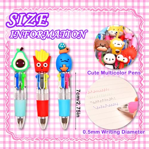 60Pcs Mini Multicolor Pens in One 4-in-1, Cute Pens Bulk for Party Favors and Birthdays, Delightful Ballpoint Pen Gifts Classroom Prizes (60pcs) - style: 60pcs