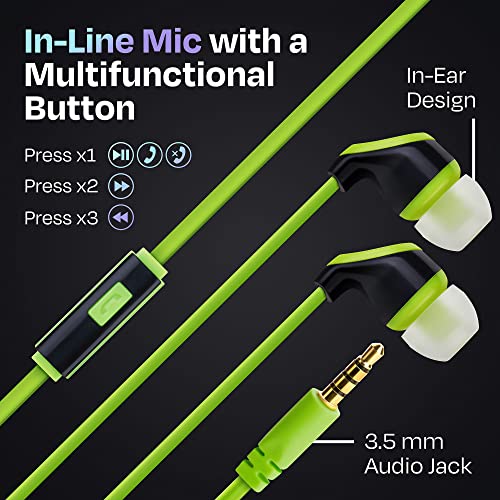 JustJamz 30x Multipack | Bulk Earbuds with Microphone, for Schools, Classroom, Libraries, Museums, etc., Wired in-Ear Earphones with Mic for Kids, Teenagers & Adults, Affordable Bulk Headphones
