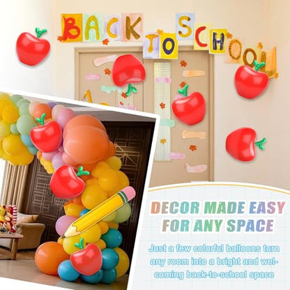 SAYAYA 12 Pcs Large Inflatable Pencil Balloons Set Jumbo Inflatable Crayons Red Apple-Shaped Balloons Back to School Hanging Decor for Classroom Garden Room Birthday Party Decorations - style: Pencil & Crayons & Red Apple