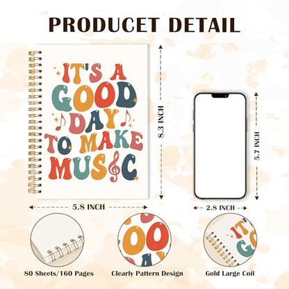 Groovy Music Teacher Spiral Notebook 5.5x8.3, Musician Gifts Journal for Writing, It's a Good Day to Make Music Notebook Journal for Note Taking, Musical Office School Supplies - color: Groovy Music Teacher