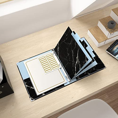 Rouidr 3 Ring Binder with clipboard, 1 inch 8.5 x 11 in Letter Size View Binders Organizer with Dividers Tabs & Clear Sleeves, School Supplies, Office Supplies, Black Textured Marble - color: Black Textured Marble, size: 1in(Letter Size)